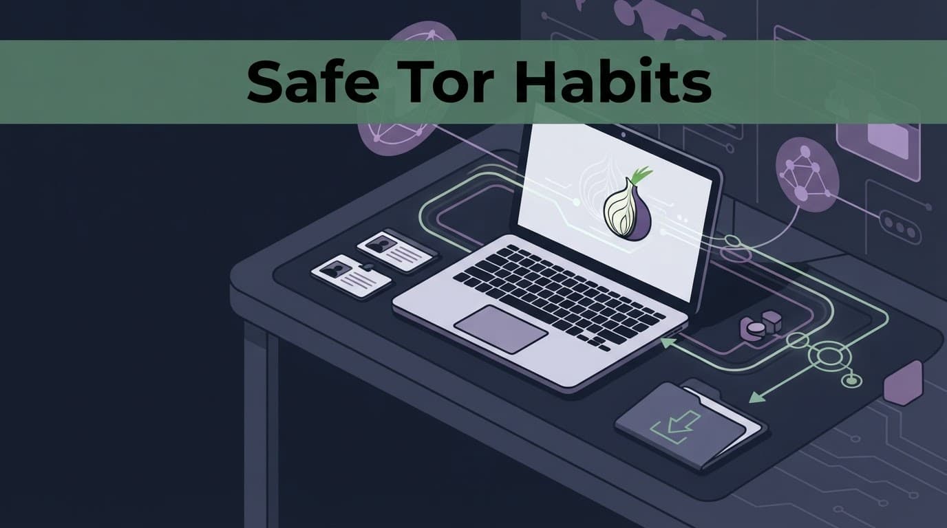 Laptop with secure downloads, separate identities, and layered onion-routing paths.