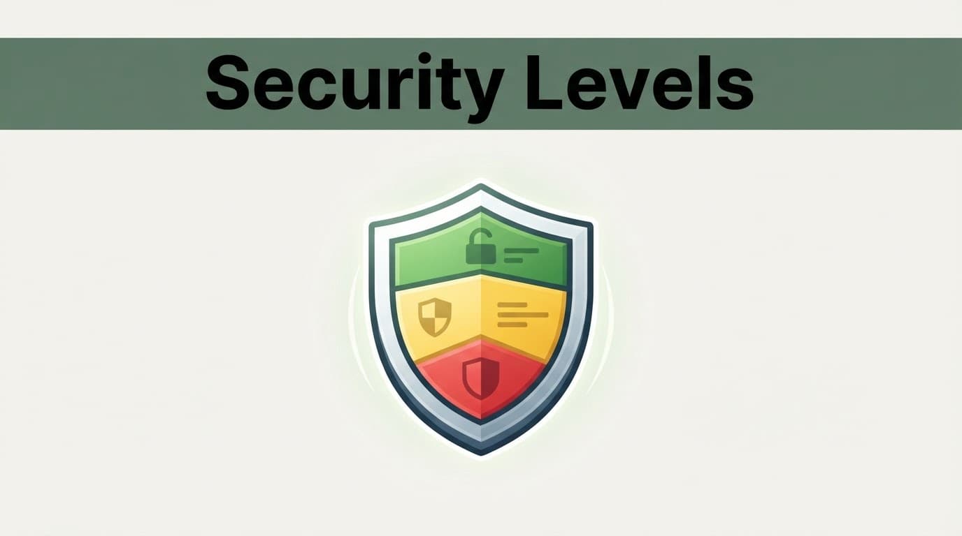 A shield icon beneath a dark green band labeled Security Levels.